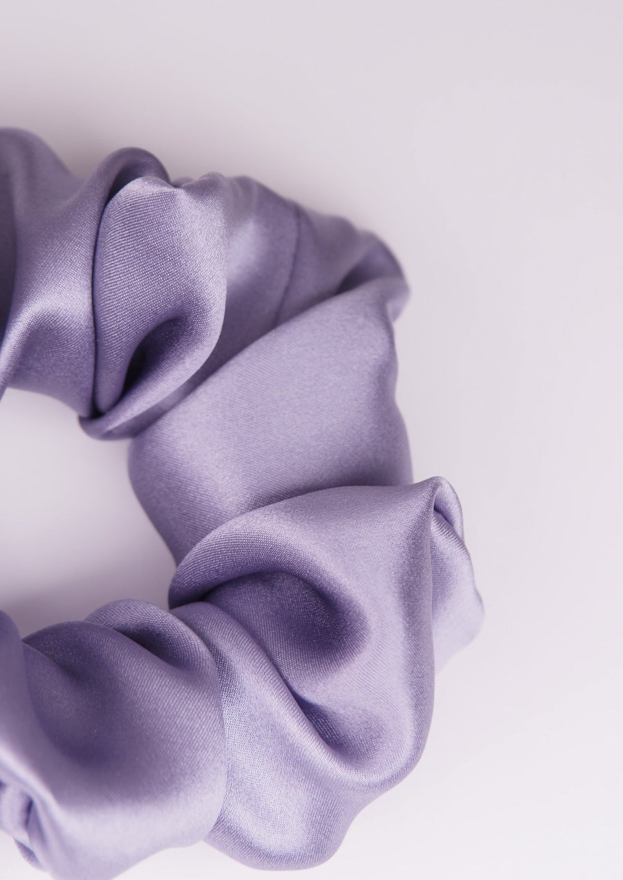 Set of silk hair bands - silver and lilac colors
