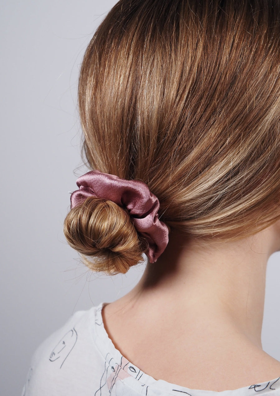 Mini silk hair band - muted rose color
