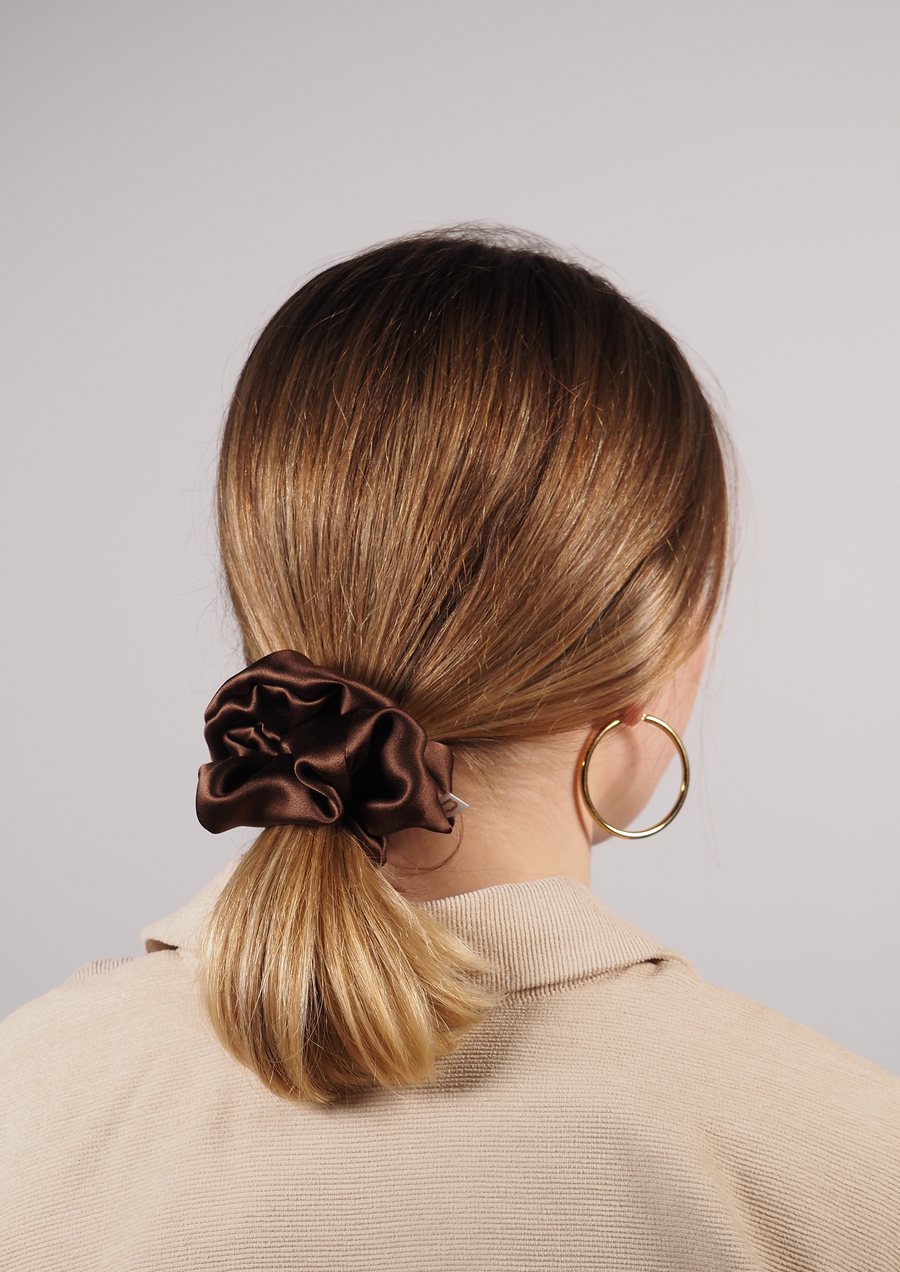 Silk hair band - chocolate color