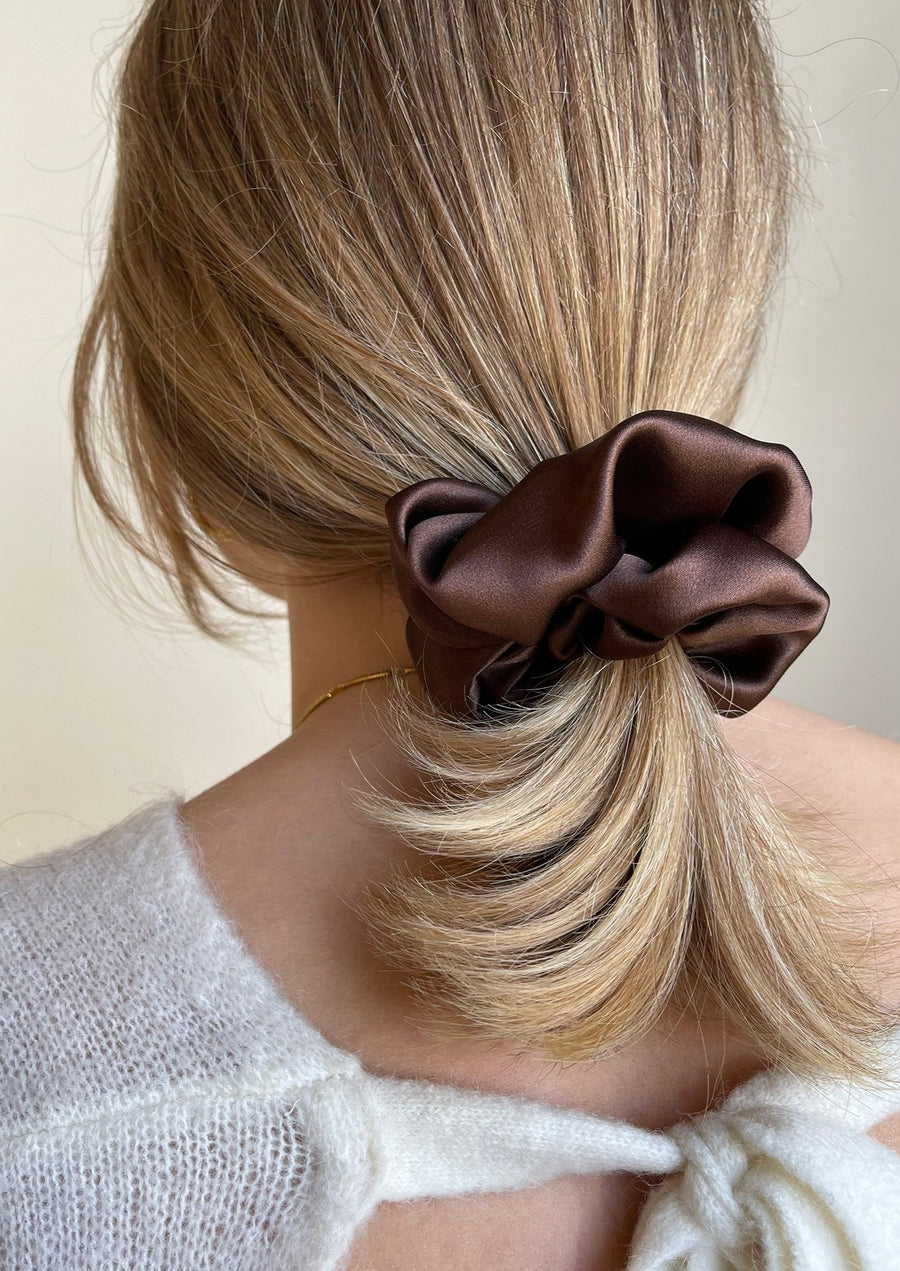 Silk hair band - chocolate color